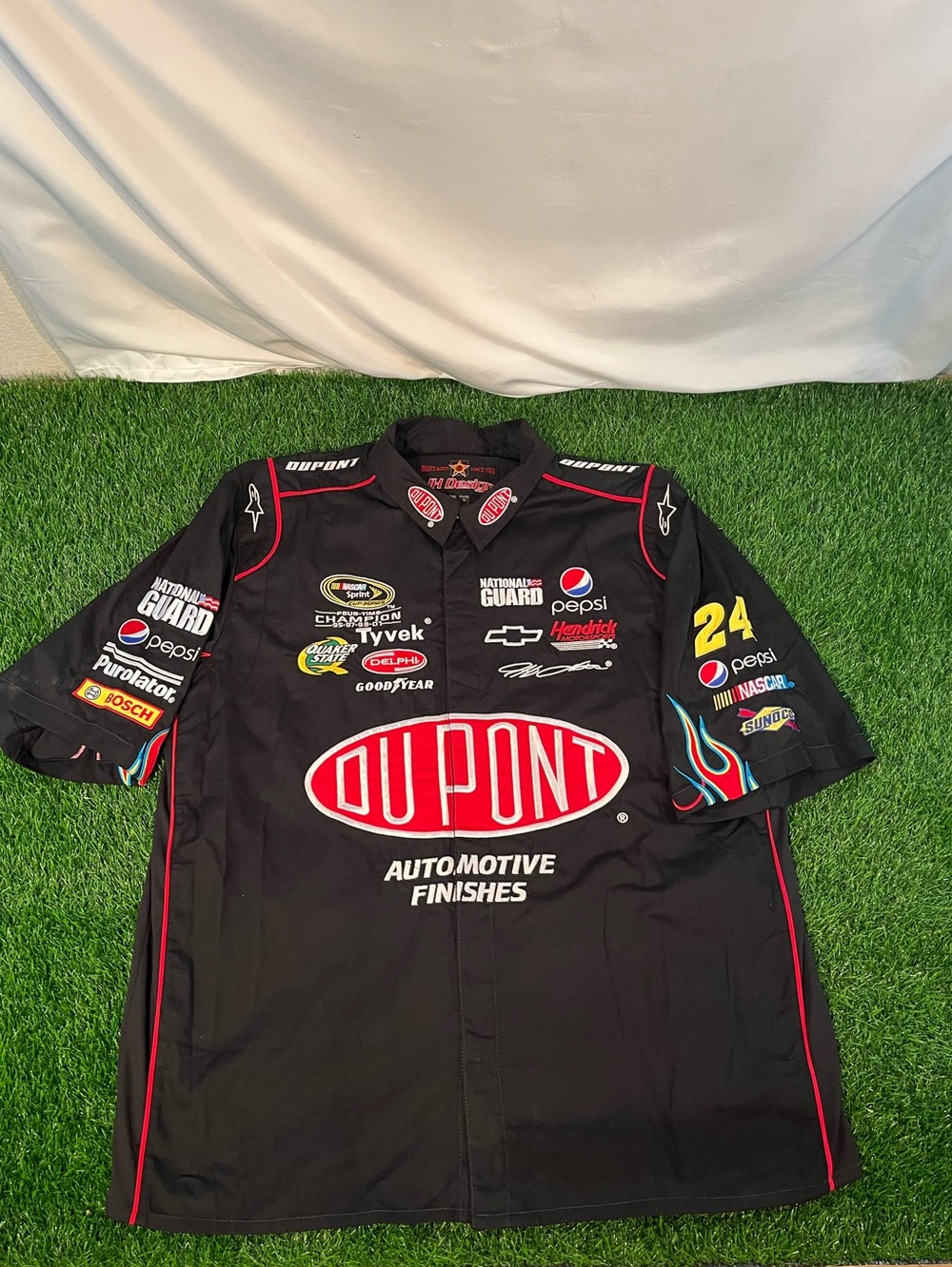 JH Design Jeff Gordon DuPont Hendrick Motorsports NASCAR Button Up Shirt Sz 2XL